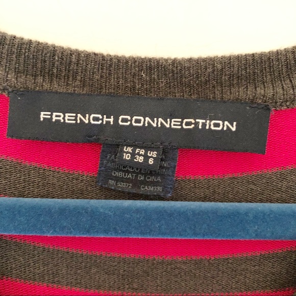 French Connection Pink Gray Stripe Knit Sweater Dress size 6 - Picture 6 of 6